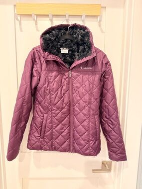 Columbia Purple Quilted Hooded Puffer Jacket